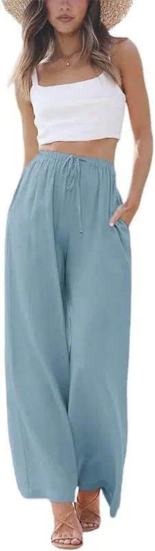 Women's Cotton-Linen Wide-Leg Pants