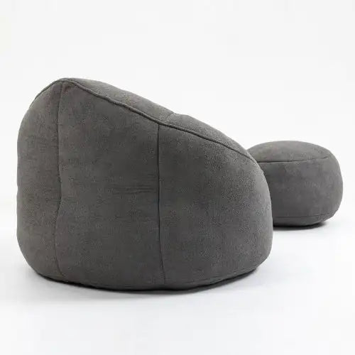 Comfy High-Pressure Foam Bean Bag Chair With Footrest - Grey