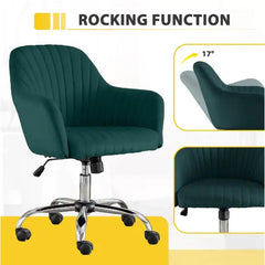 Velvet Adjustable Office Desk Chair - Green