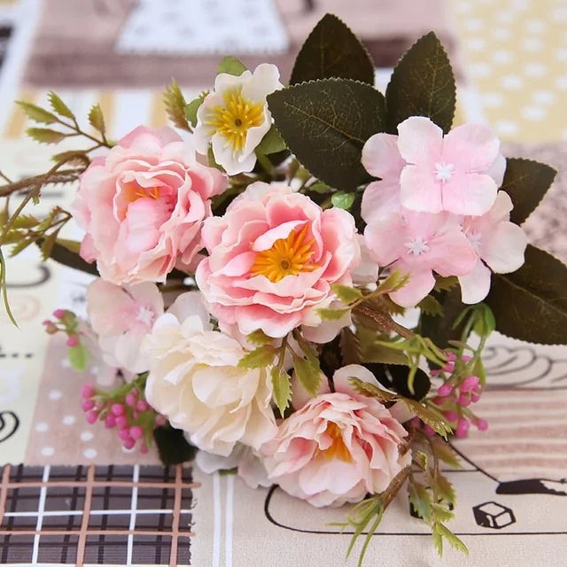 Vintage Silk Artificial Flowers Arrangement Kit