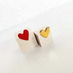 Chic Heart-Shaped Dual-Tone Earrings - Gold & Red