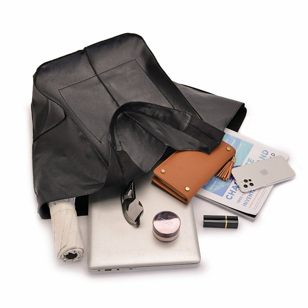 Elegant PU Leather Tote Bag - Large Capacity & Multi-Style