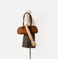 Chic Suede Baguette Bag - Vintage-Inspired Shoulder Purse