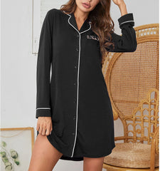 Stylish Women's Long Sleeve Button Nightdress