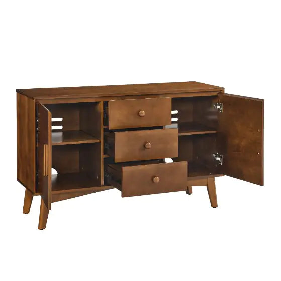 Medieval Modern Walnut Buffet Cabinet with Lockers