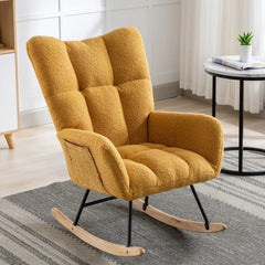 Nursery Wingback Rocker - Teddy Fabric with Wood Base