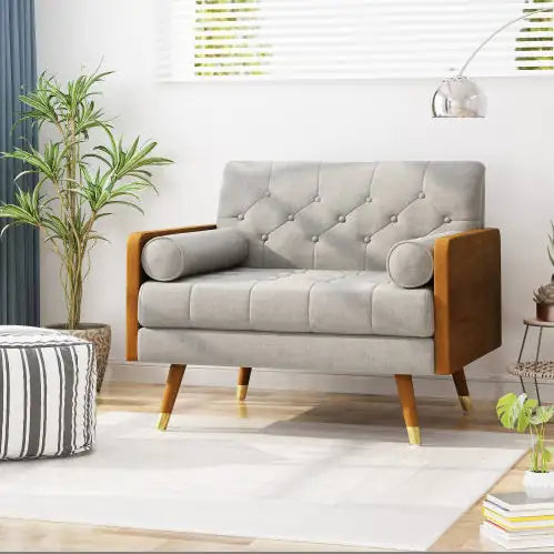 Elegant Beige Club Chair - Luxurious Fabric Finish