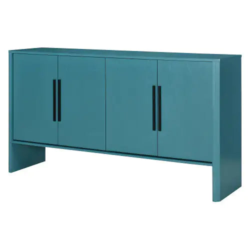 Antique Blue 4-Door Vintage Sideboard with Adjustable Shelves