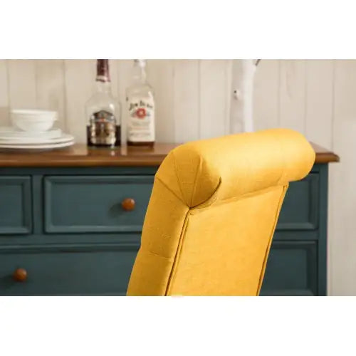Chic Yellow Tufted Parsons Dining Chair Set (2 Pcs, Solid Wood)