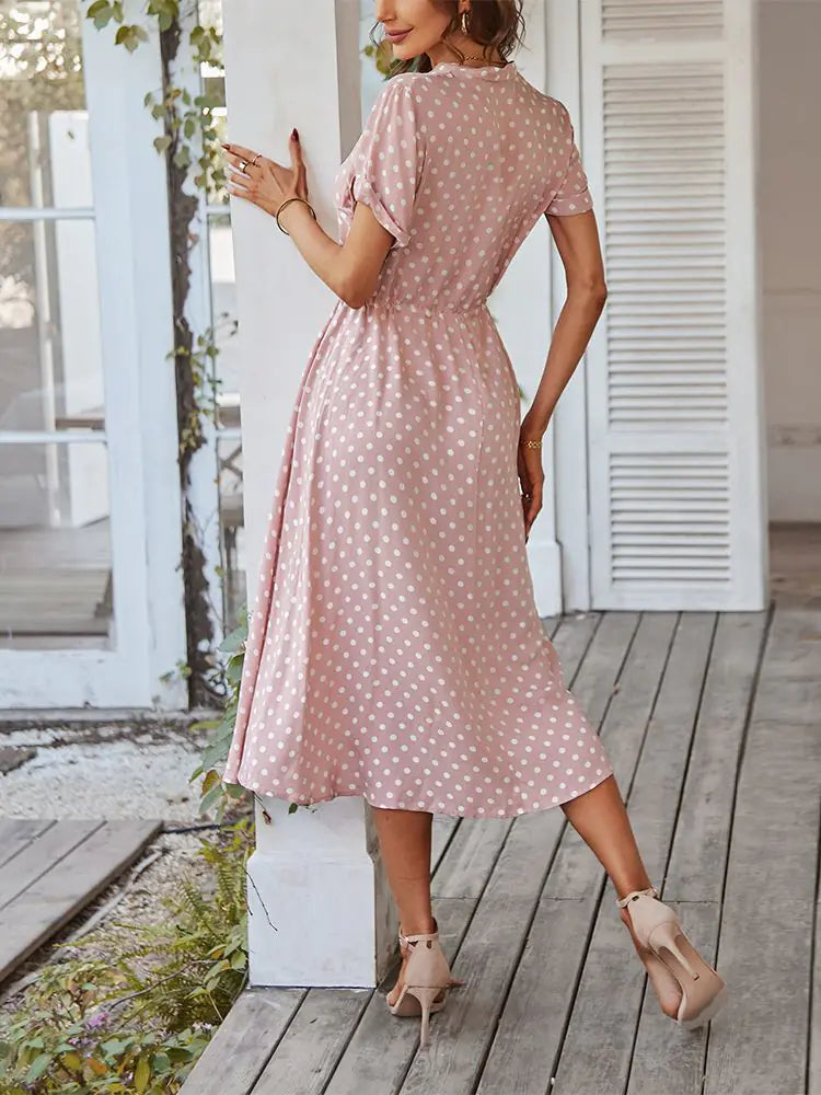 Elegant Polka Dot Ladies Shirt Dress - Chic & Versatile