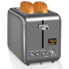 SEEDEEM Stainless Steel Toaster 2-Slice with LCD Display & Multi-Settings