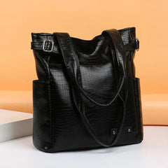 Chic Soft Leather Tote - Large Capacity, Versatile Design