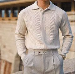 Men's Classic Knit Lapel Pullover Sweater - Stylish & Comfort