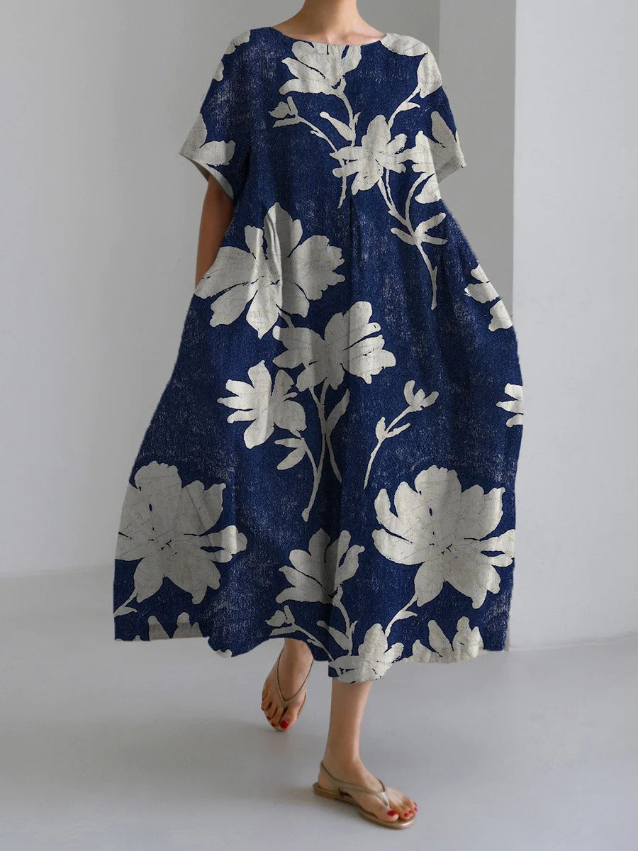 Retro Geometric Long Dress - Casual & Elegant