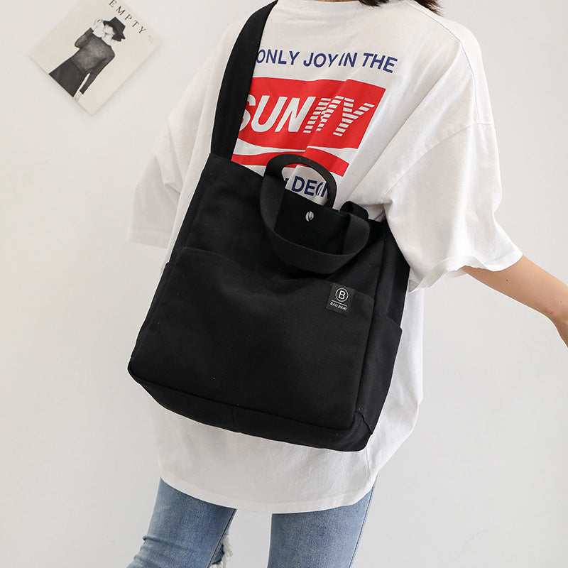 Diagonal Canvas Shoulder Bag for Students