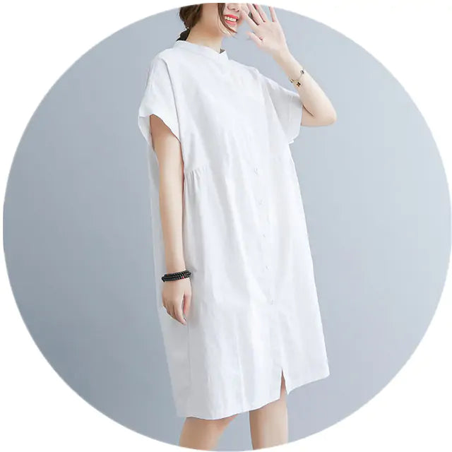 Breezy Cotton Summer Shirt Dress - Perfect for Hot Weather