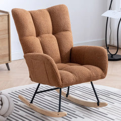 Nursery Wingback Rocker - Teddy Fabric with Wood Base