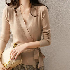 Elegant V-Neck Long-Sleeved Lace Cardigan for Women