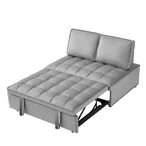 Modern Velvet Convertible Sofa Bed - Grey, Double Seat