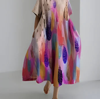 Elegant Cotton-Feel Casual Dress for Women