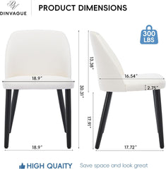 Elegant White Dining Chairs Set of 2 with Fabric Upholstery & Solid Wood Legs