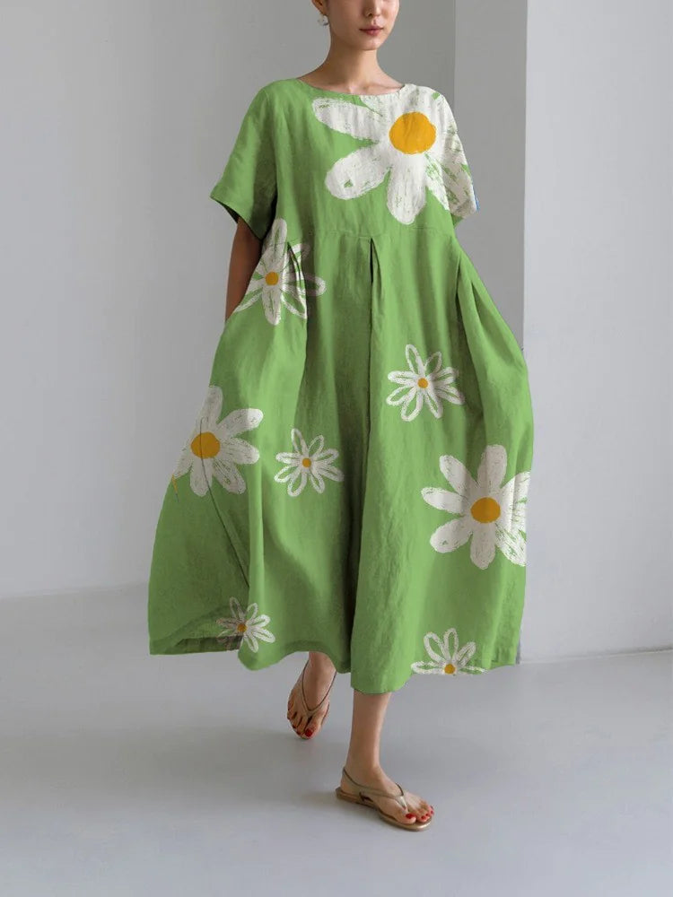 Retro Geometric Long Dress - Casual & Elegant