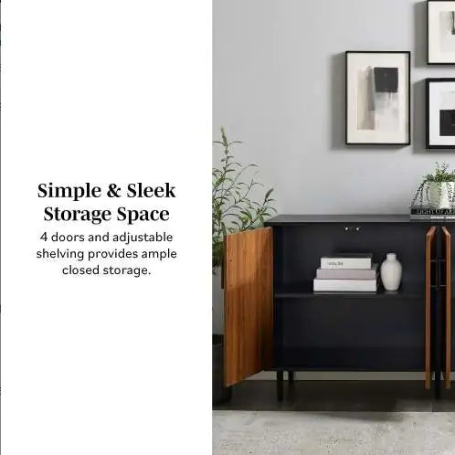 Mid-Century Modern Acorn Buffet with Faux-Bookmatch Doors