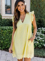 Chic V-Neck Lace Dress Romper - Elegant & Playful