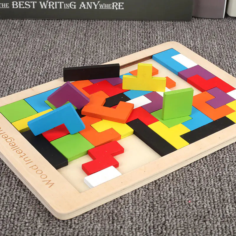 Wooden Tetris Puzzle Game for Kids Ages 3-9