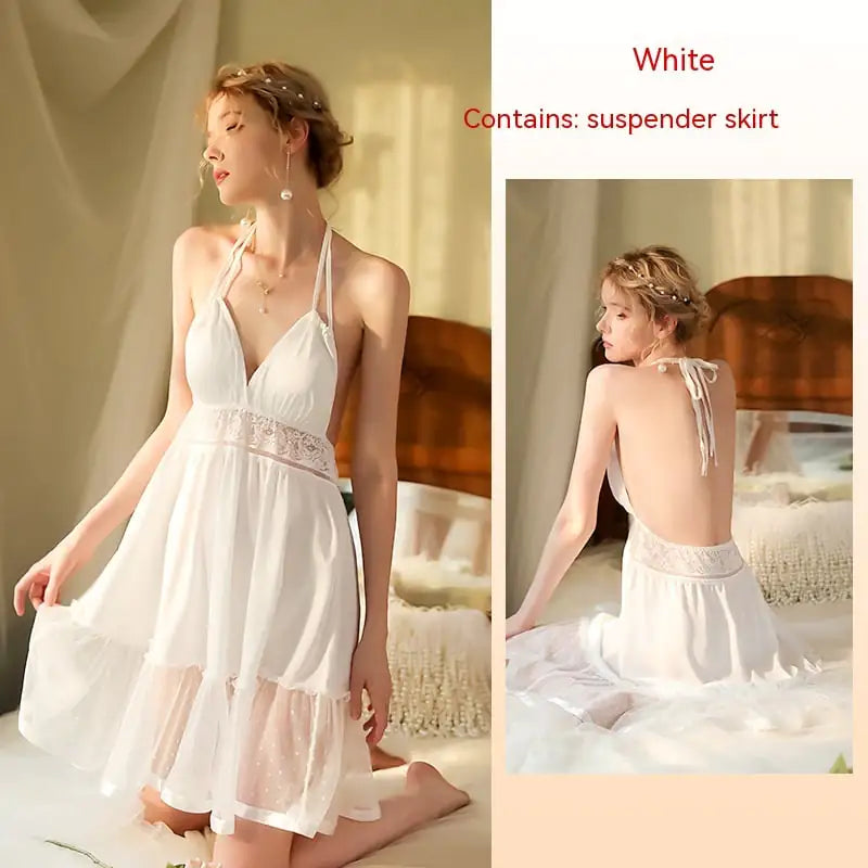 Elegant Lace & Ice Silk Women's Pajamas - Cooling Comfort