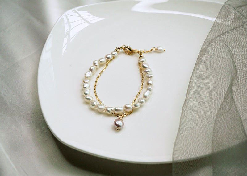Elegant Double-Layer Baroque Pearl Bracelet for Women