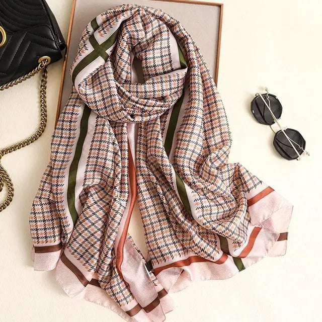 Luxury Silk Scarf with Elegant Winter Print - Perfect for All Events
