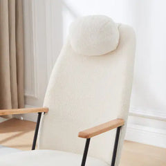 White Modern Rocking Chair with High Backrest and Armrests