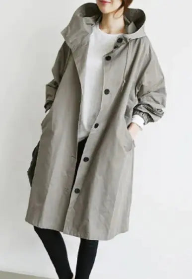 Korean Loose Fit Solid Color British Trench Coat