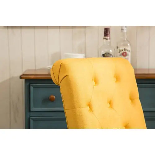 Chic Yellow Tufted Parsons Dining Chair Set (2 Pcs, Solid Wood)