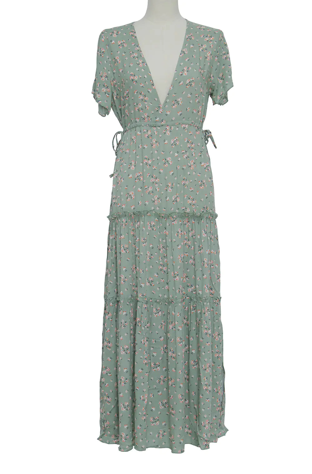 Bohemian Ruffled V-Neck Floral Maxi Dress