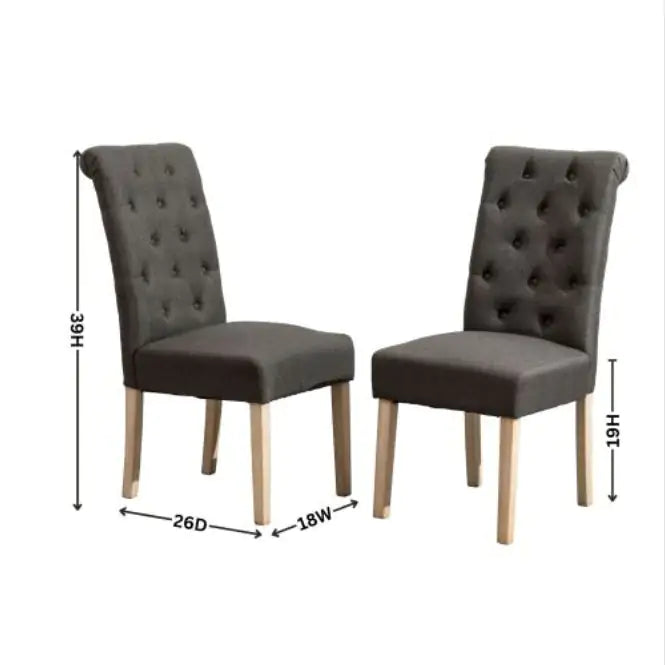 Elegant Grey Tufted Parsons Dining Chairs (Set of 2)