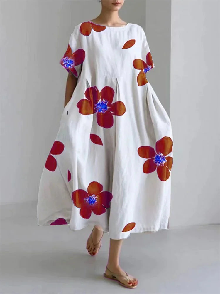Retro Geometric Long Dress - Casual & Elegant