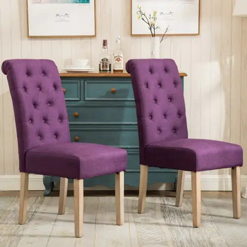 Elegant Purple Tufted Parsons Dining Chairs - Set of 2