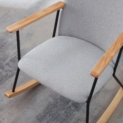 Light Grey Upholstered Rocking Chair - High Comfort Design