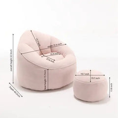 Comfy High-Pressure Foam Bean Bag Chair With Footrest - Pink