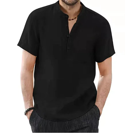 Men's Casual Cotton Linen T-Shirt - Breathable Summer Top