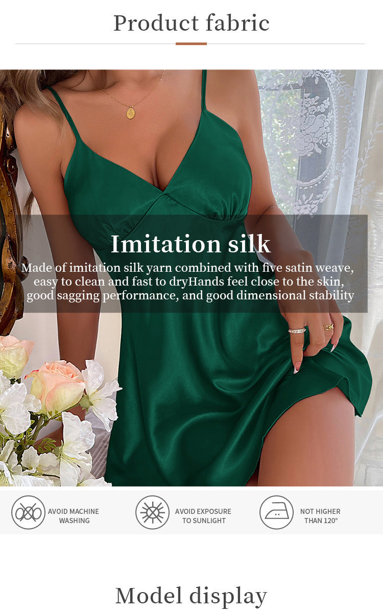 Chic Backless Ice Silk Nightdress