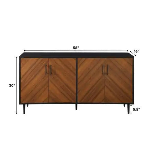 Mid-Century Modern Acorn Buffet with Faux-Bookmatch Doors
