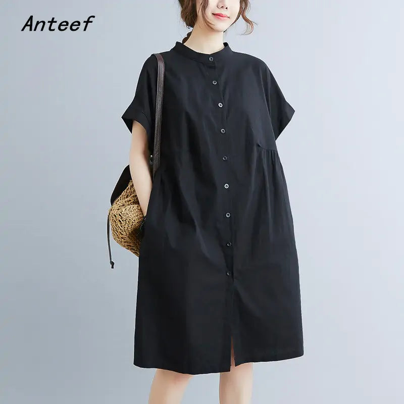 Breezy Cotton Summer Shirt Dress - Perfect for Hot Weather