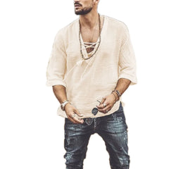 Men's Banded Collar Casual Shirt - Versatile & Stylish