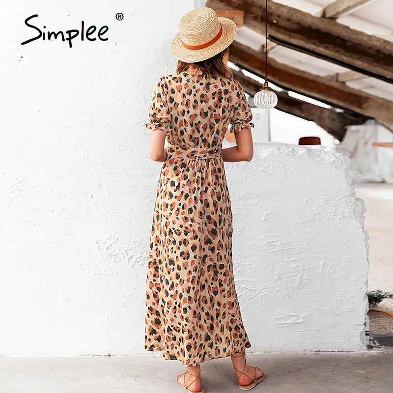 Chic Leopard Print Midi Dress - Elegant & Versatile