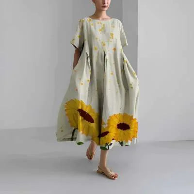 Elegant Cotton-Feel Casual Dress for Women