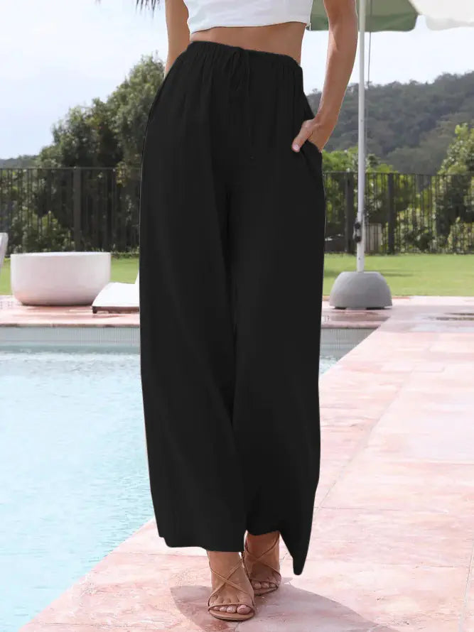Women's Cotton-Linen Wide-Leg Pants