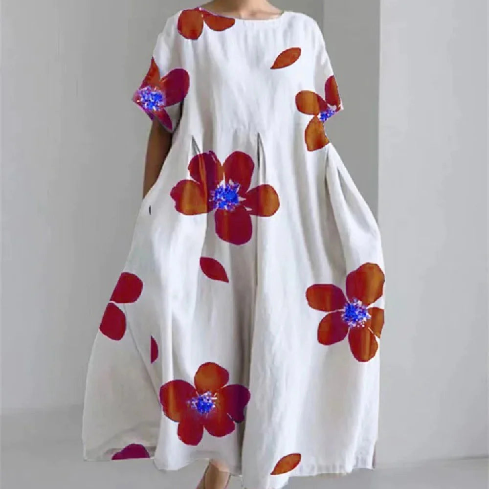 Retro Geometric Long Dress - Casual & Elegant